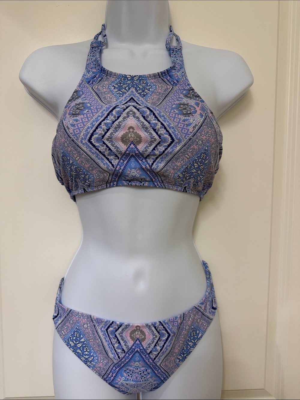 Xhilaration Purple Paisley High-Neck Bikini Set